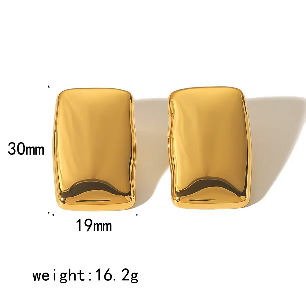 1 Pair Simple Style Rectangular Shape Stainless Steel 18K Gold Plated Women's Stud Earrings h5 Picture2